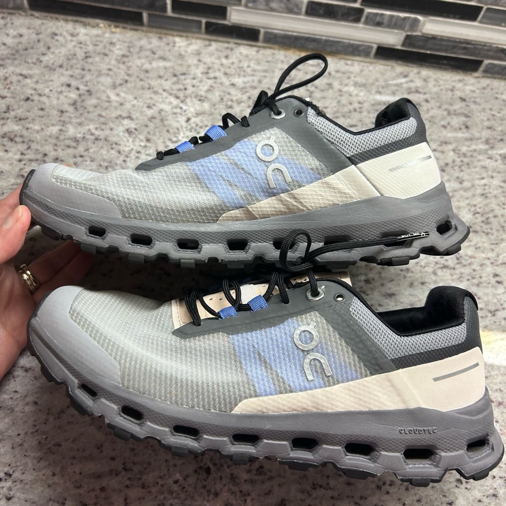 On Running Women's Trail Shoes - Gray, Blue, Cream - Picture 2 of 9